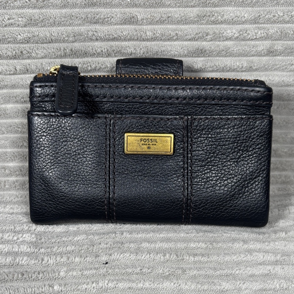 Fossil Ella Black Leather Small Multifunction Wallet